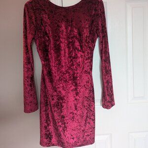 Lulus True Story Burgundy Velvet Long Sleeve Bodycon Dress